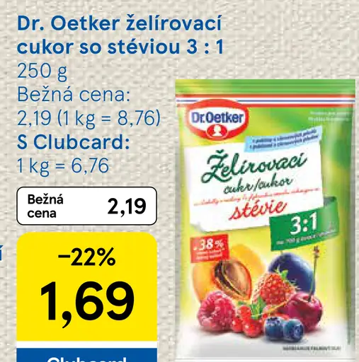 Dr. Oetker želírovací cukor 3 : 1 so stéviou