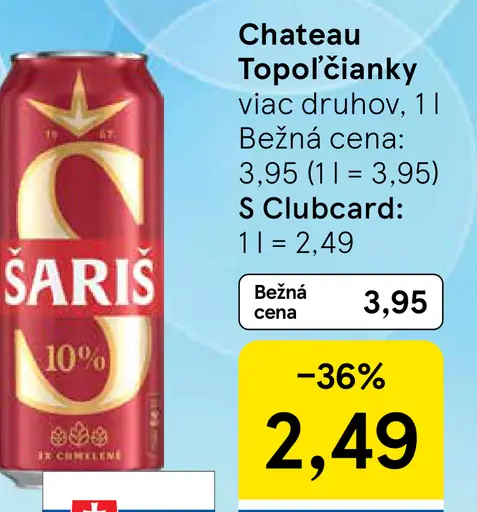 Šariš 10° pivo plechovka