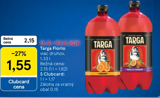 Targa Florio nealkoholický nápoj rôzne druhy