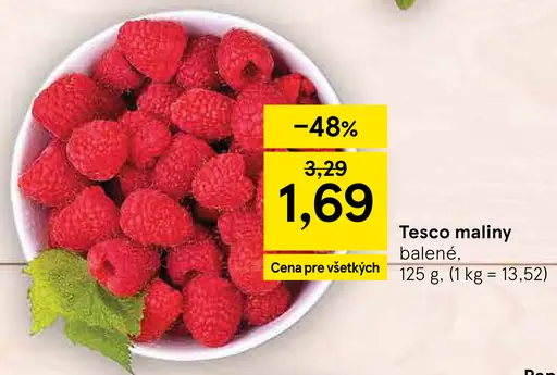 Tesco maliny balené