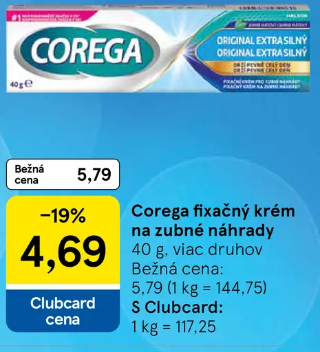 Corega Fixačný krém na zubné náhrady bez príchuti extra silný