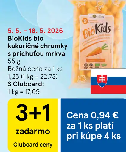 BioKids bio kukuričné chrumky s príchuťou mrkva