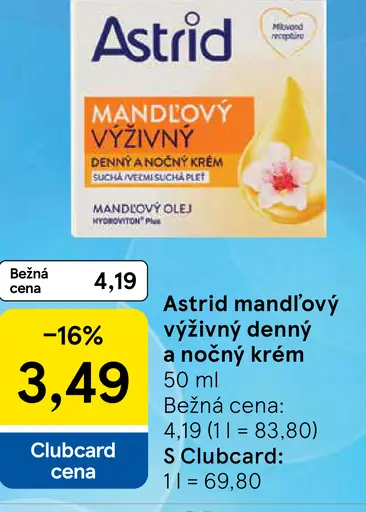 Astrid Mandľový výživný denný a nočný krém