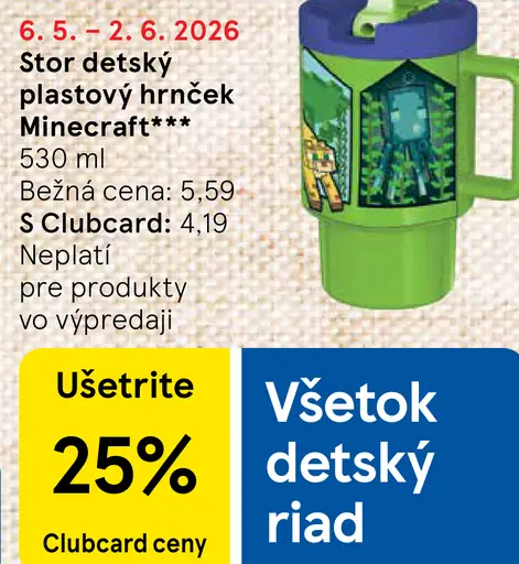 Stor detský plastový hrnček Minecraft