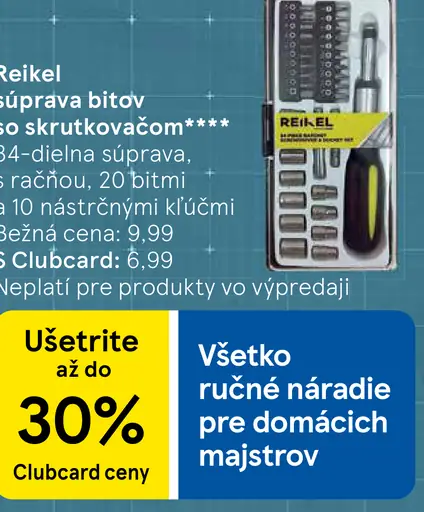 Reikel súprava bitov so skrutkovačom 34‑dielna