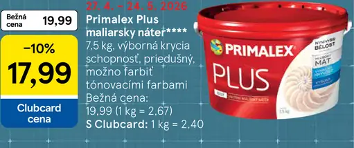 Primalex Plus maliarsky náter