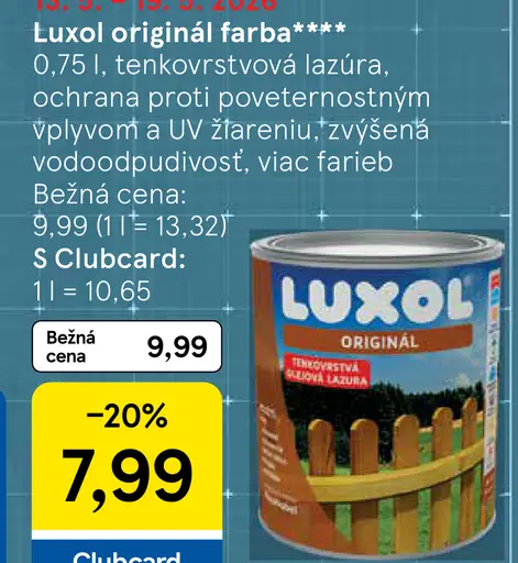 Luxol originál farba tenkovrstvová lazúra