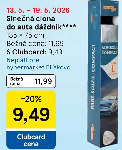 Slnečná clona do auta dáždnik
