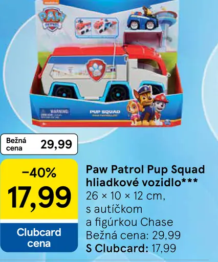 Paw Patrol Pup Squad hliadkové vozidlo s autíčkom a figúrkou Chase