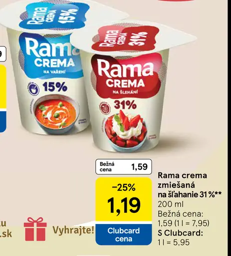 Rama crema zmiešaná na šľahanie 31 %