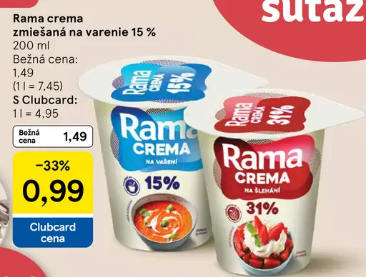 Rama crema zmiešaná na varenie 15 %