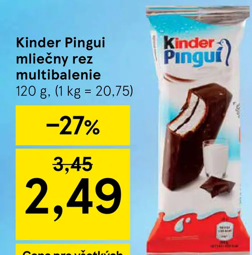 Kinder Pingui mliečny rez multipack