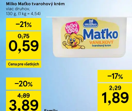 Milko Maťko vanilkový tvarohový krém
