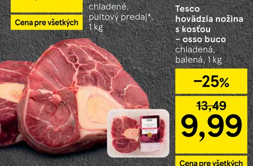 Tesco hovädzia nožina s kosťou osso buco chladená