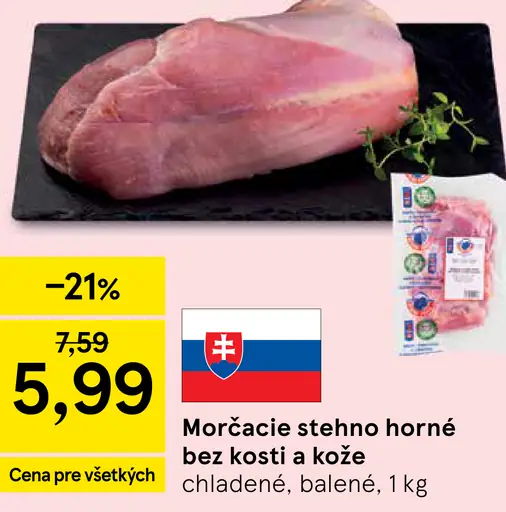 Morčacie stehno horné bez kosti a kože chladené balené