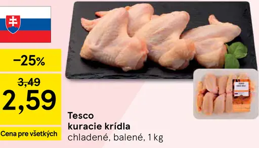 Tesco kuracie krídla chladené, balené