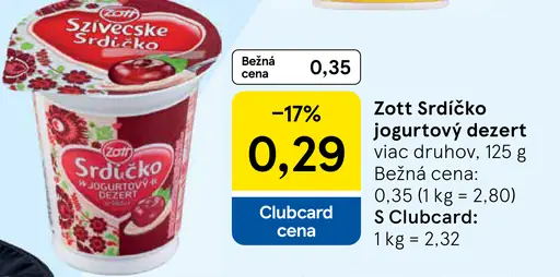 Zott Srdiečko jogurtový dezert