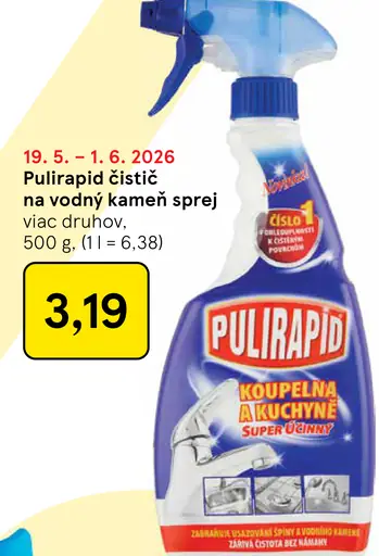 Pulirapid čistič na vodný kameň sprej