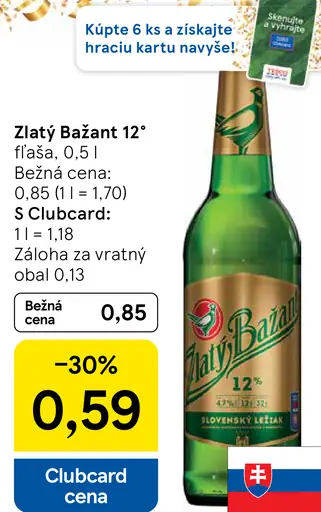 Zlatý Bažant 12° fľašové pivo
