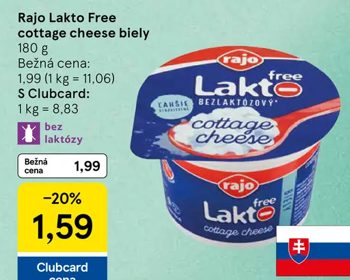 Rajo Lakto Free Cottage Cheese biely