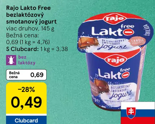 Rajo Bezlaktózový smotanový jogurt