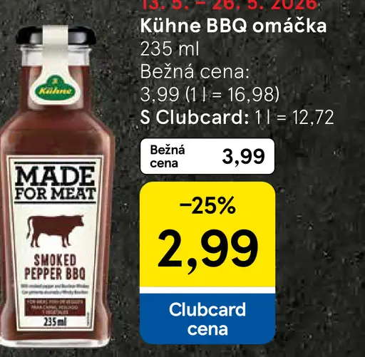 Kühne BBQ omáčka Made for Meat Smoked Pepper BBQ