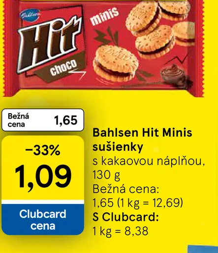 Bahlsen Hit Minis sušienky s kakaovou náplňou