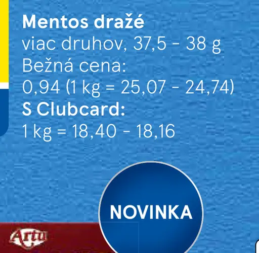 Mentos dražé rôzne druhy