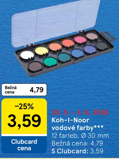Koh-i-Noor vodové farby 12 farieb Ø 30 mm