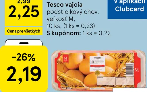 Tesco vajcia podstieľkový chov, veľkosť M