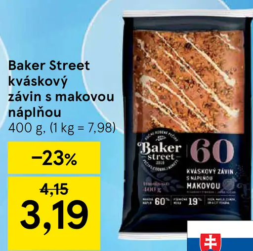 Baker Street Kváskový závin s náplňou makovou