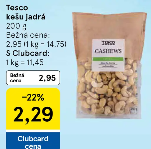 Tesco kešu jadrá