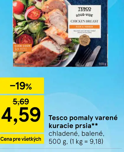 Tesco pomaly varené kuracie prsia