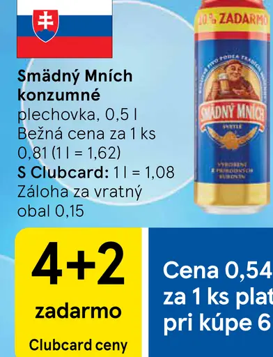 Šťastný Mních konzumné pivo plechovka