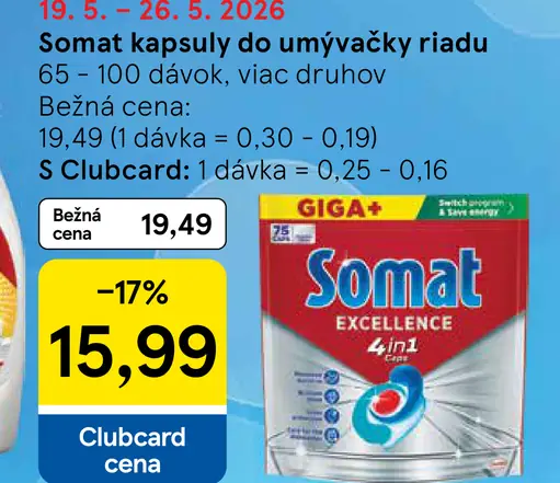 Somat kapsuly do umývačky riadu viac druhov