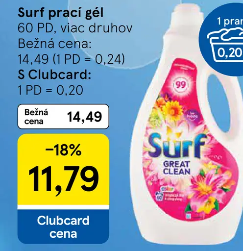 Surf prací gél viac druhov