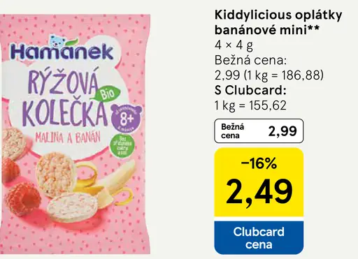 Kiddylicious oplátky banánové mini
