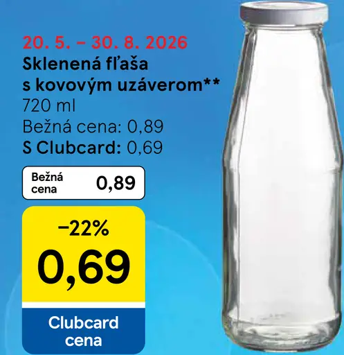 Sklenená fľaša s kovovým uzáverom