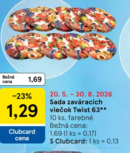 Sada zaváracích viečok Twist 63 farebné