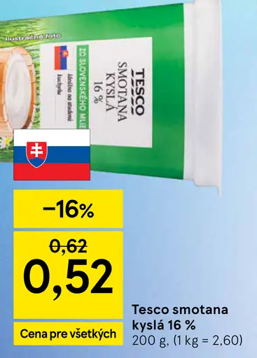 Tesco kyslá smotana 14 %