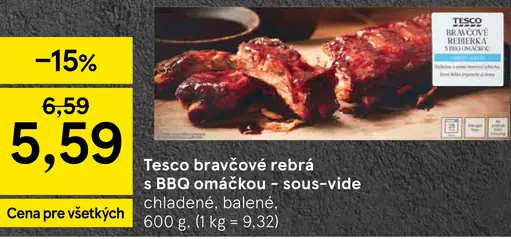 Tesco bravčové rebrá s BBQ omáčkou