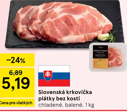 Slovenská krkovička plátky bez kosti chladené balené
