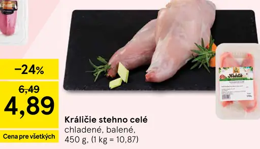 Králičie stehno celé chladené balené