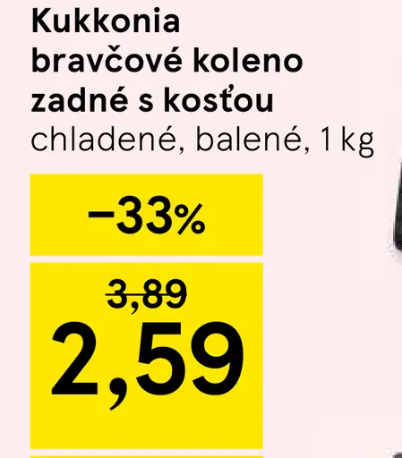 Kukkonia bravčové koleno zadné s kosťou chladené balené