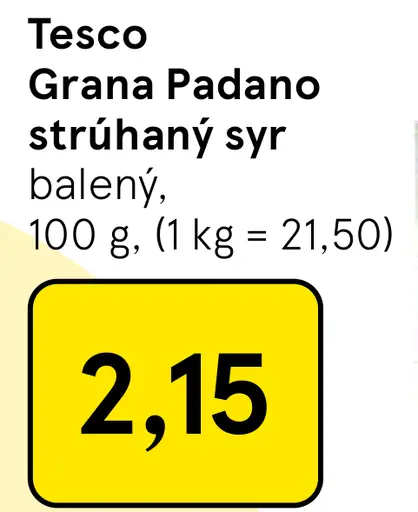 Tesco Grana Padano strúhaný syr balený