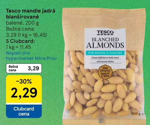Tesco mandle blanšírované plátky