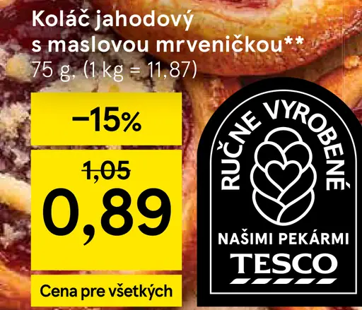 Tesco koláč jahodový s maslovou mrveničkou