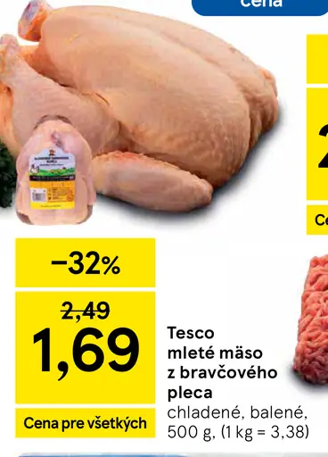 Tesco mleté mäso z bravčového pleca