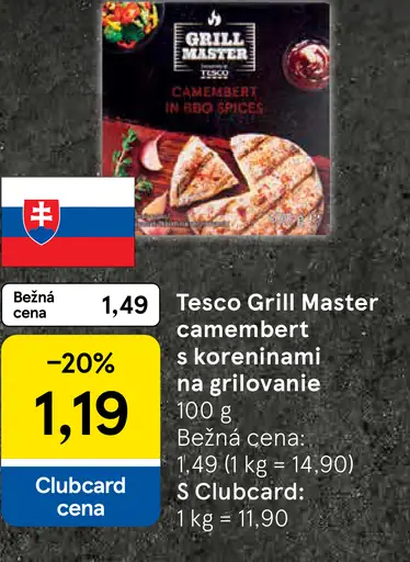 Tesco Grill Master camembert s koreninami