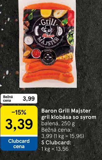 Baron Grill Majster grill klobása so syrom